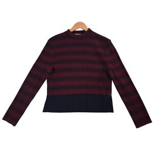 Vintage St. John Knits SJK Santana Knit Striped Sweater Crew Neck Sz 10 Made USA